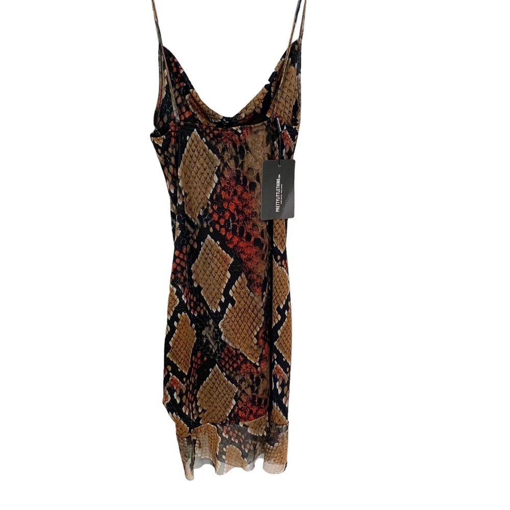 PrettyLittleThing Multi Mesh Snake Print Ruched Bodycon Dress Size 6 NWT - Picture 11 of 11